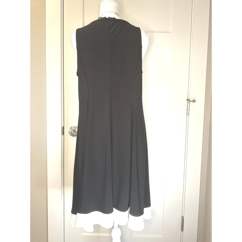 Ralph Lauren Elegant Black W/ White Trim Sleeveless Sheath Dress Size 10 Classic